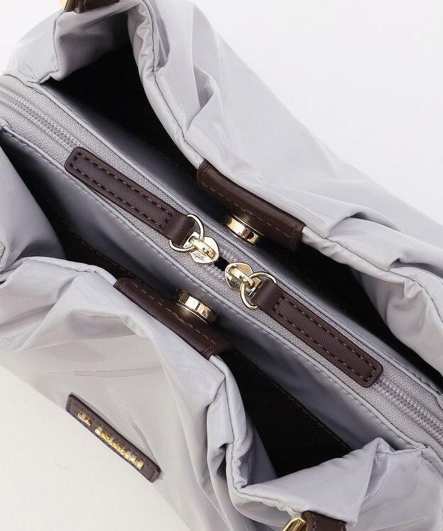 LA BAGAGERIE ソフトエナメル2WAYハンドバッグ Sサイズ ライトグレー