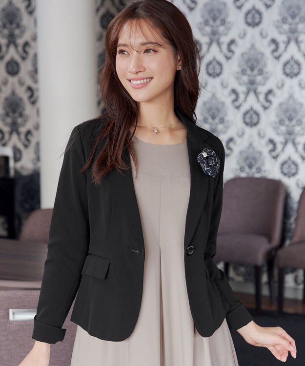 Tiaclasse L 【ダブルクロス】テーラードジャケット ブラック