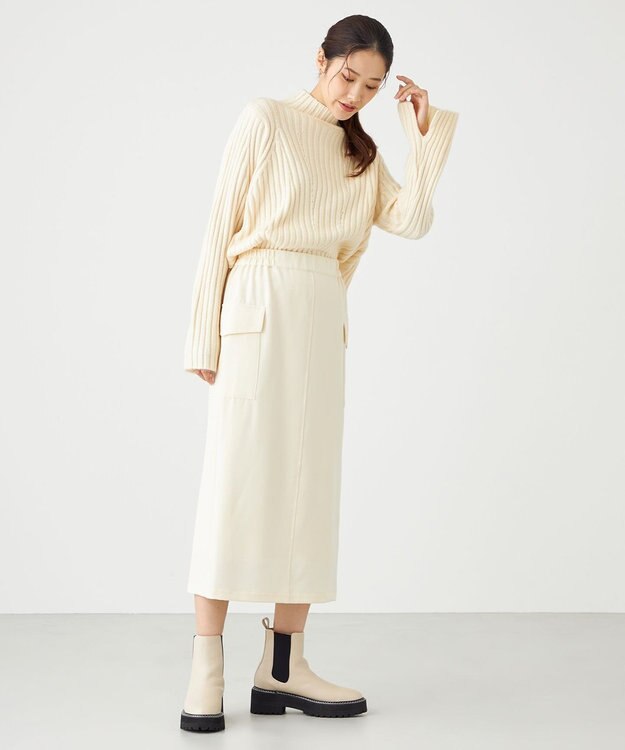 SHARE PARK LADIES フラップポケットタイトスカート アイボリー系