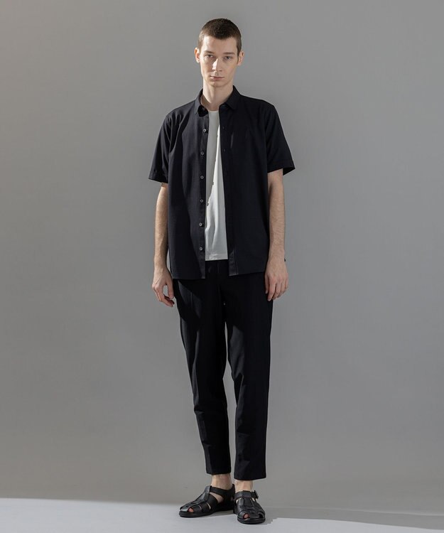 JOSEPH HOMME 新素材【洗える/ストレッチ】ハイゲージコットンジャージー 　レギュラーカラーシャツ ブラック系
