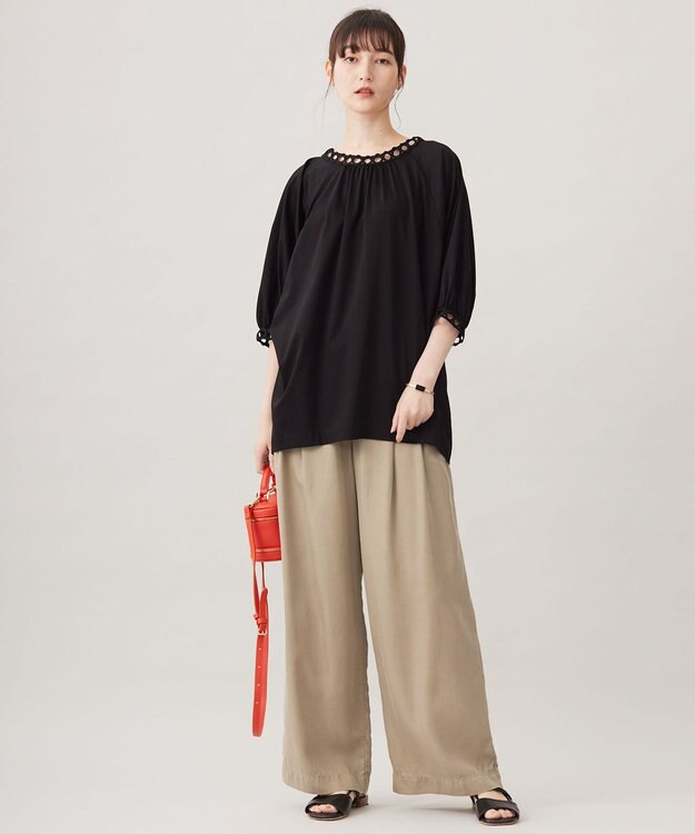 自由区 S 【洗える】コード刺繍 カットソー ブラック