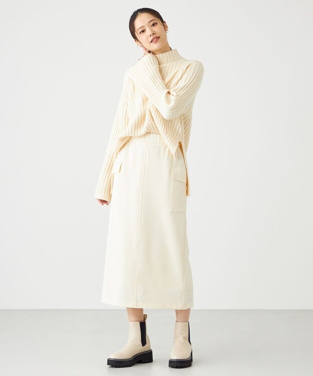 SHARE PARK LADIES フラップポケットタイトスカート アイボリー系