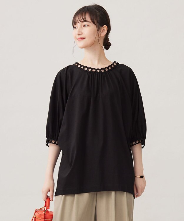 自由区 S 【洗える】コード刺繍 カットソー ブラック