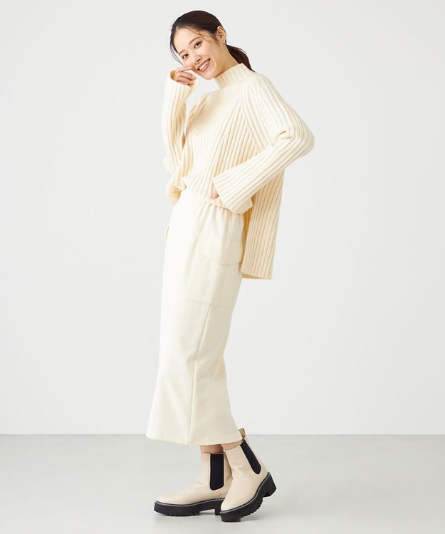 SHARE PARK LADIES フラップポケットタイトスカート アイボリー系