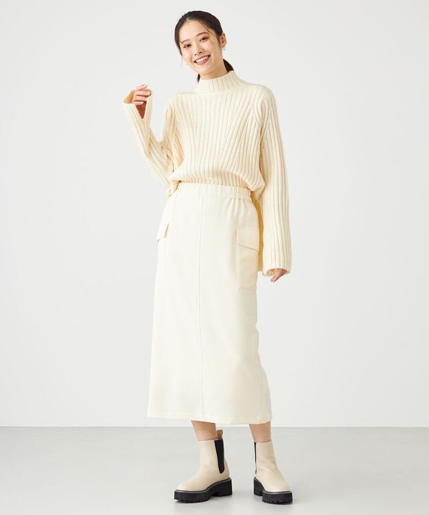 SHARE PARK LADIES フラップポケットタイトスカート アイボリー系