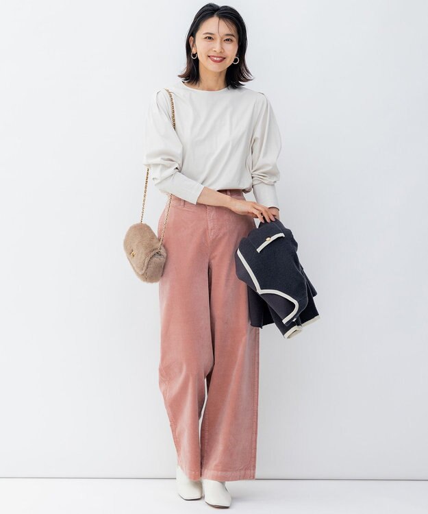 23区 【洗える】バナナスリーブ フォルム ロングTシャツ ベージュ系