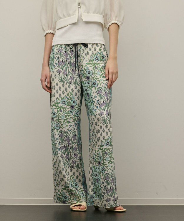 GRACE CONTINENTAL プリントイージーパンツ グリーン