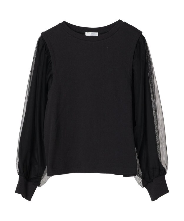 Green Parks 袖チュールドッキングリブプルオーバー Black