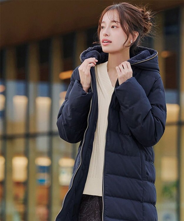 Tiaclasse L 【洗える】Vネックリブ編みニット オフホワイト