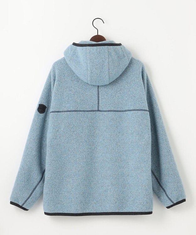 JOSEPH ABBOUD MOUNTAIN 【軽量/リサイクルウール使用】ヘリンボンウールフリース フーディ サックスブルー系