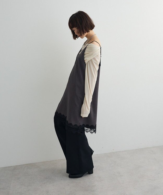 Green Parks シアーベロアオフショル長袖プルオーバー Ivory