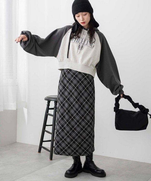 WEGO ラグランショートパーカー スミクロ