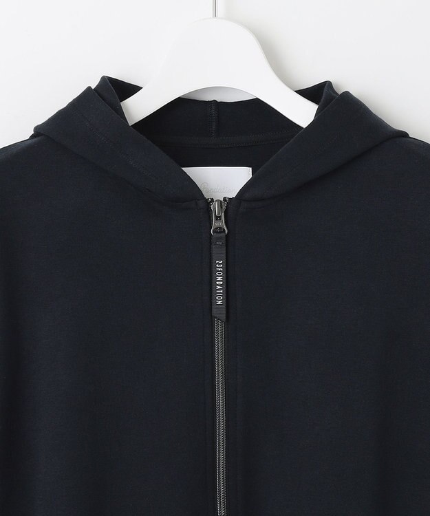 23区GOLF 【23Fondation/WOMEN】コンビ素材 フーディパーカー ブラック系