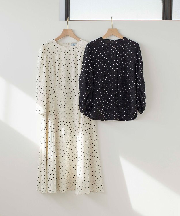 組曲 ドットジョーゼットプリント ワンピース アイボリー系5