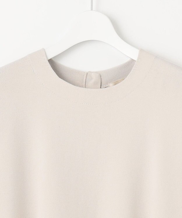 自由区 【洗える】レーヨンポリエステルスムース ペプラムニット サンセットグレー