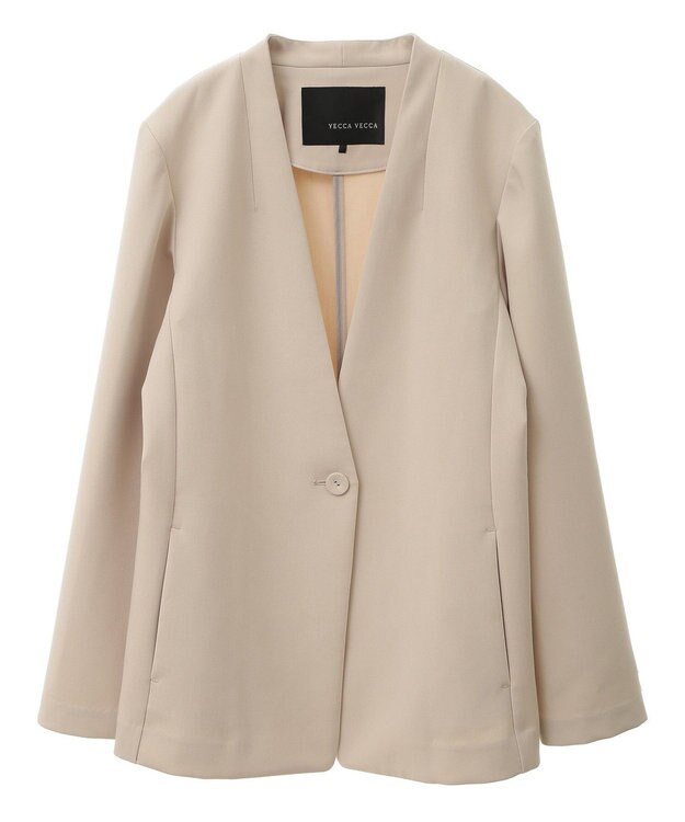 YECCA VECCA ストレッチノーカラージャケット Light Beige