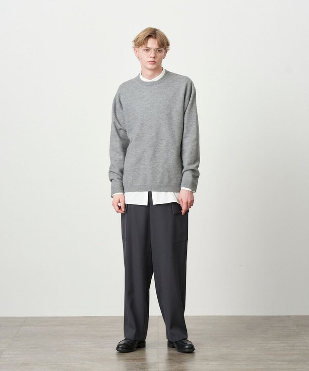 ATON FINE WOOL MELTON | クルーネックセーター - UNISEX GRAY