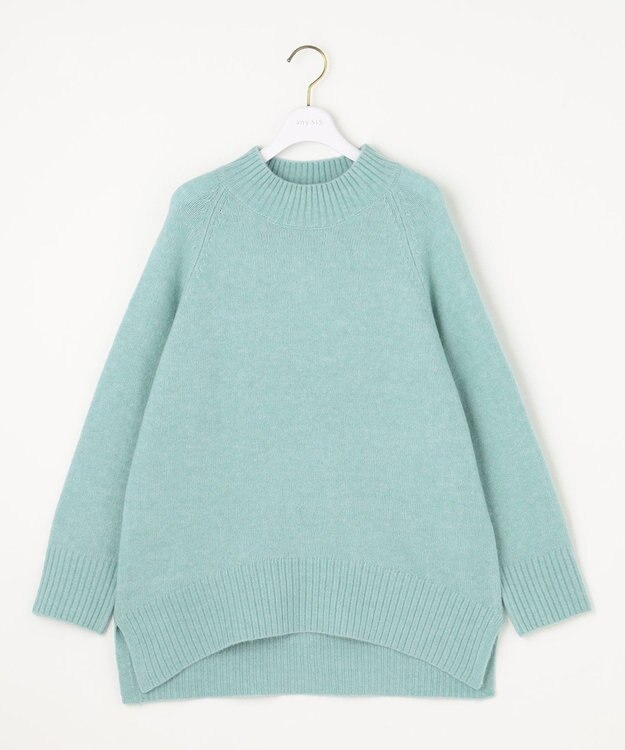 ANY SIS 【洗える】ハイネックラグラン ニット ミントブルー