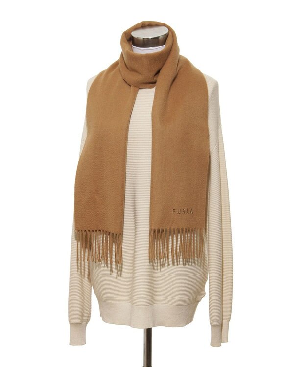 MOONBAT 【洗えるカシミヤ】FURLA カシミヤ100%無地マフラー／幅30cm キャメル
