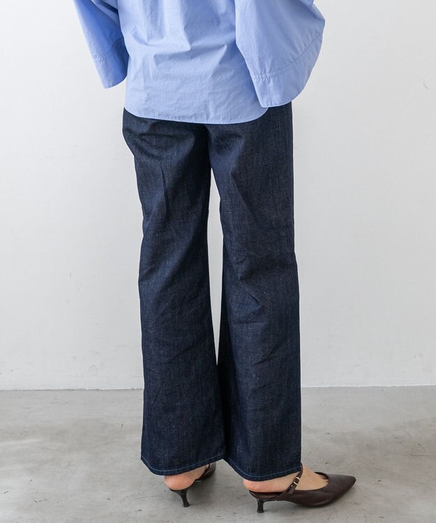 caqu FS linen wide flare リネンワイドフレアデニム rinse