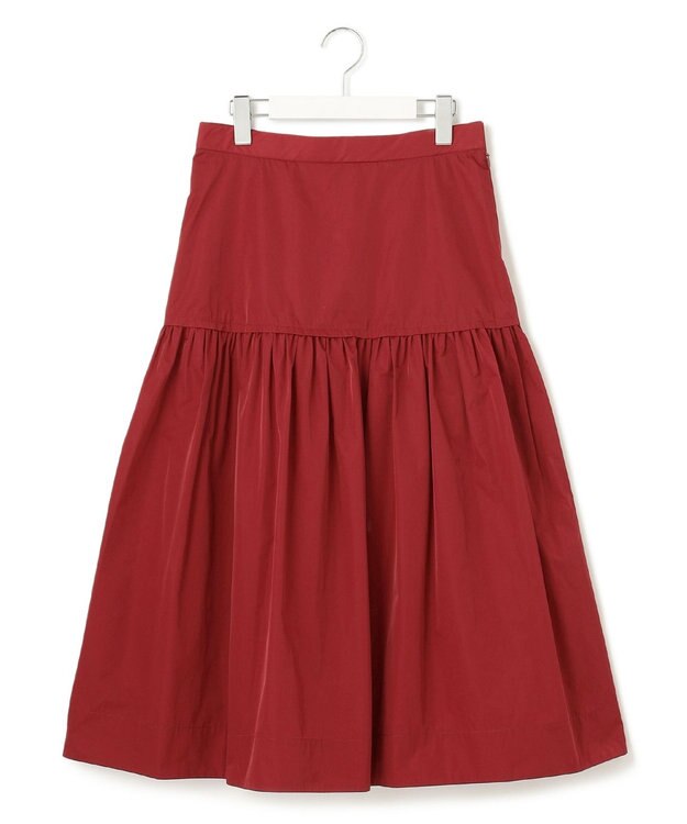 23区 メモリータフタ ティアード スカート レッド系