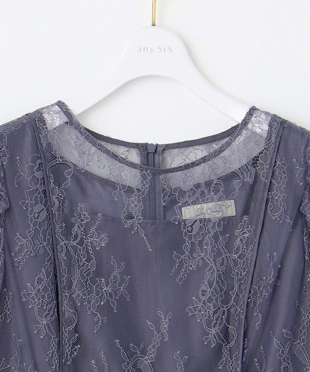 ANY SIS 【Lily Calin】クラシックナローレース ドレス スモーキーブルー