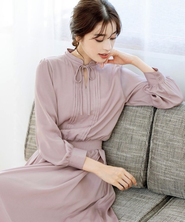 Tiaclasse 【洗える】細リボンギャザーワンピース ピンク