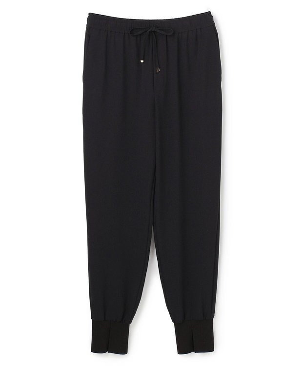 UNFILO L 【ウエストゴム】ライトジョーゼット ジョグパン ブラック