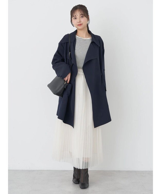 earth music&ecology ニュアンスビッグカラーコート Navy
