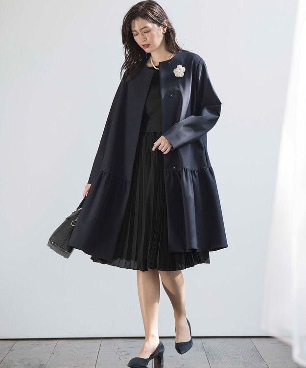 組曲 L 【KUMIKYOKU NAVY】ジャージーコンビプリーツ ワンピース ブラック系