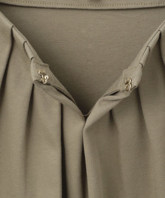 自由区 【洗える】エンブロイダリー チュニック丈カットソー カーキ系