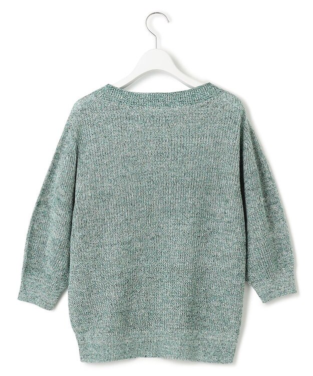 23区 ピュアリネン パフスリーブ ニット ピーコックグリーン系