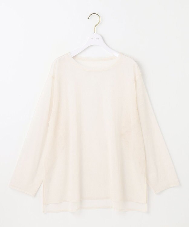 ANY SIS L 【貴島明日香さんコラボ】チュールレイニャード猫 Tシャツ アイボリー×フォト