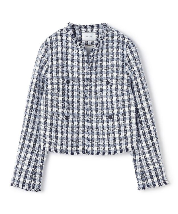 BEIGE， BERYL / ファンシーツイードノーカラージャケット Navy Mix