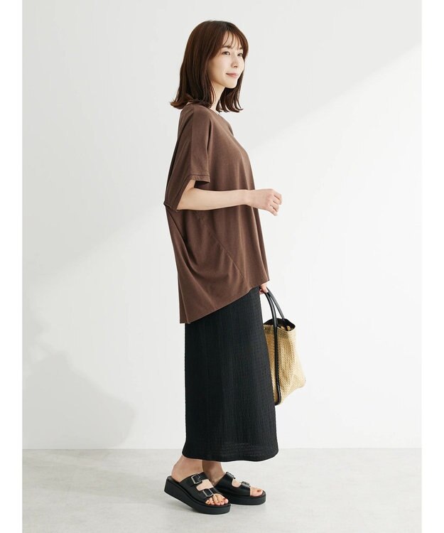 Green Parks 接触冷感半袖コクーンゆるプルオーバー Brown