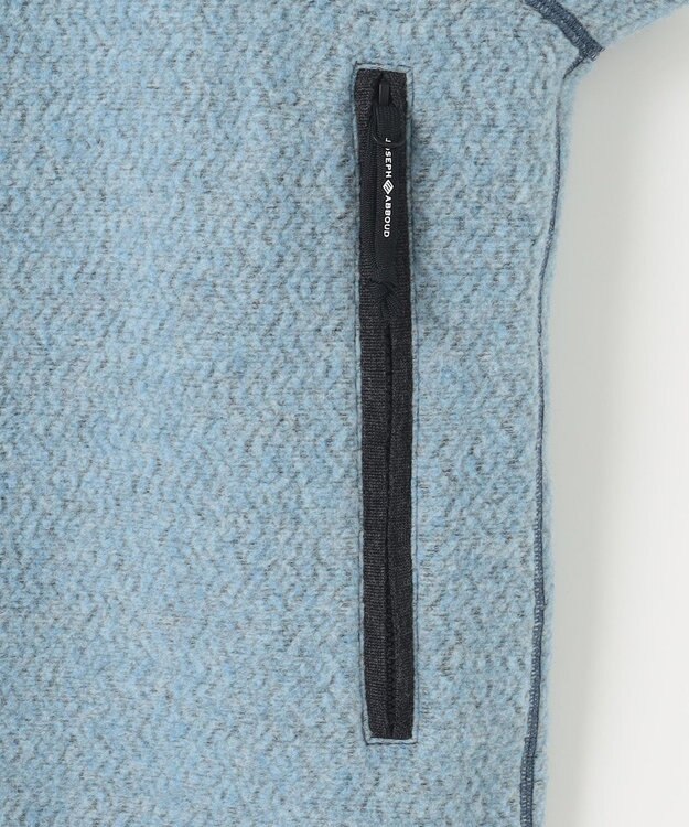 JOSEPH ABBOUD MOUNTAIN 【軽量/リサイクルウール使用】ヘリンボンウールフリース フーディ サックスブルー系