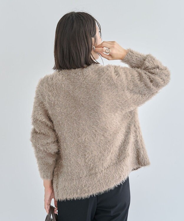 Green Parks シャギーＶネックカーディガン Gray Beige