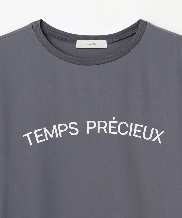 ANY ジョーゼットロゴプリントTシャツ チャコール