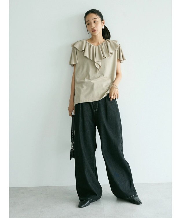 CRAFT STANDARD BOUTIQUE フリルデザインTee Gray Beige