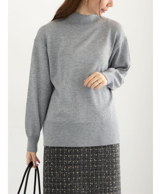 Te chichi バックスリットスタンドネックプルオーバー シルバー