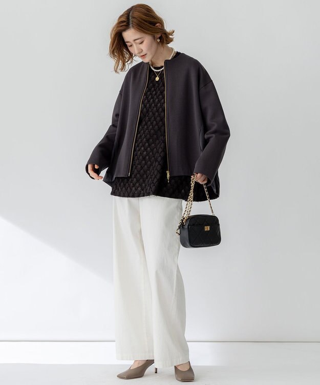 23区 【洗える】コットンエアー ギャザー ライトアウター グレー系