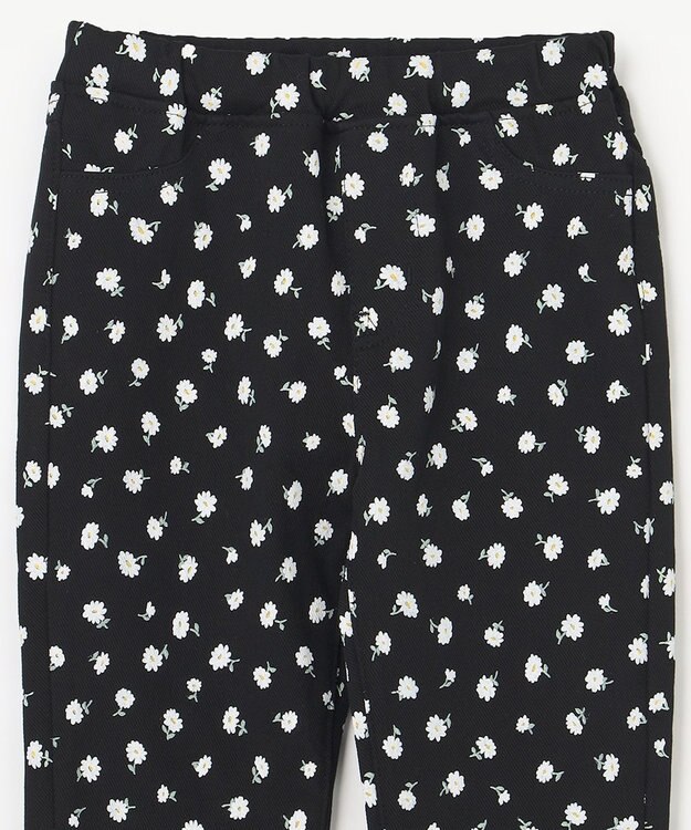 ANY KIDS 総柄 カット パンツ ブラック×花柄