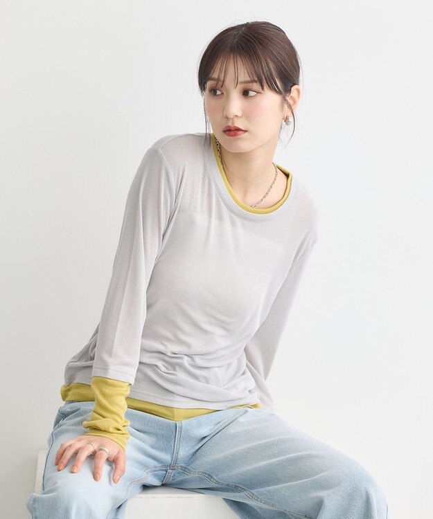earth music&ecology レイヤードシアープルオーバー Light Gray