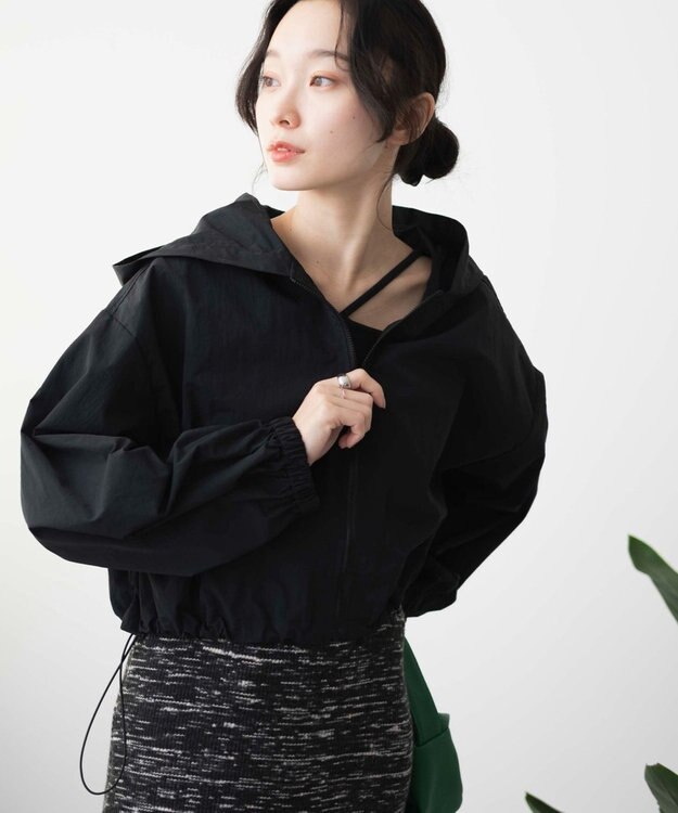 WEGO ショートナイロンブルゾン ブラック