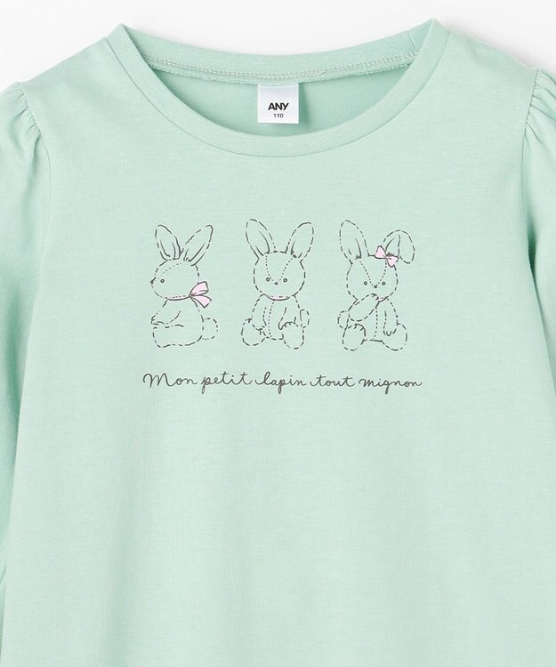 ANY KIDS 【WEB限定】7days プリント 長袖Tシャツ ミント×アニマル