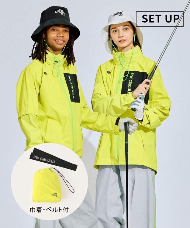 PW CIRCULUS 【 耐水圧20000mm  / レイン対応 】【UNISEX】防水レインウエアセット ゴルフ ライトグリーン系
