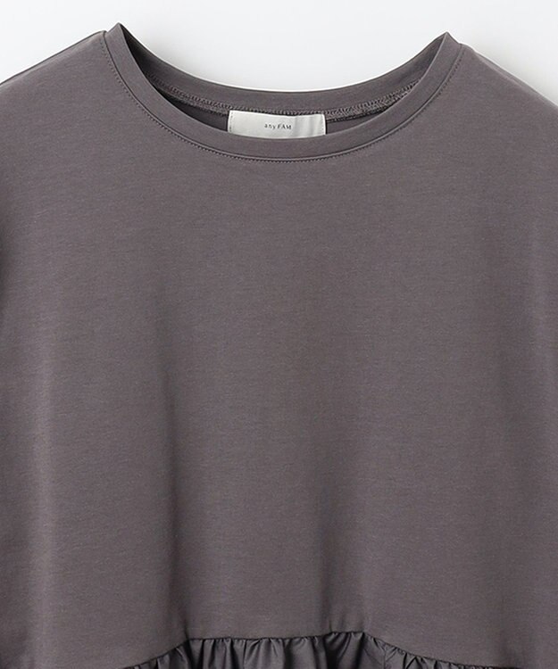 ANY L 【洗濯機可能】ペプラム チュニック丈トップス チャコール