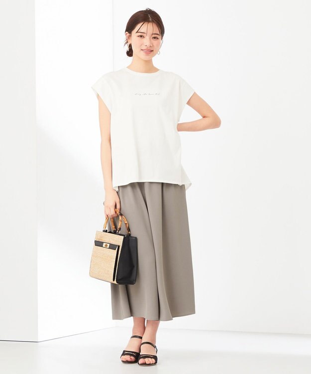 ANY SIS サテンコンビロゴ Tシャツ オフホワイト