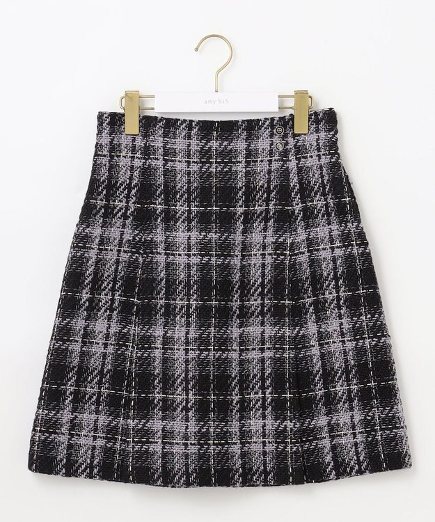 ANY SIS ファジーチェック ミニスカート ダークネイビー系