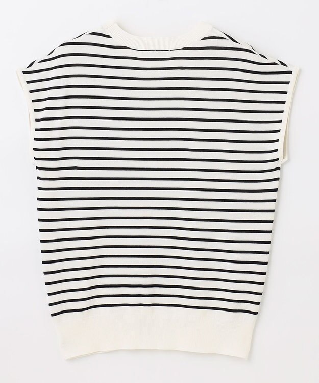 ANY 【UVケア/接触冷感/アンチピリング】クールタッチフレンチスリーブニット オフ×ブラック